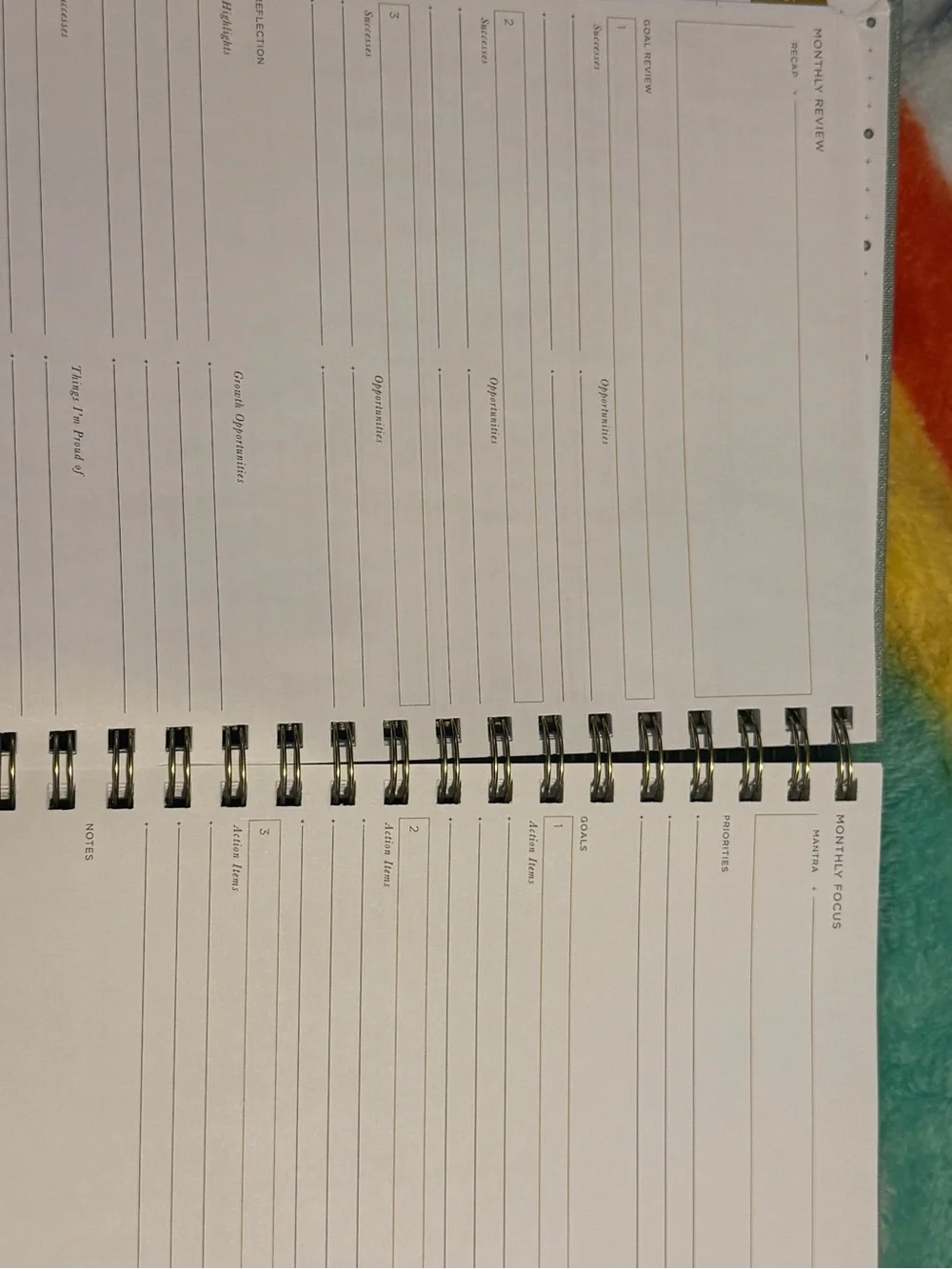 Weekly Planner Notebook in Light Blue with Gold Foil